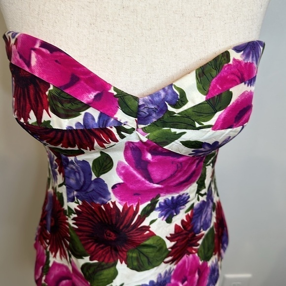 Tibi Floral Strapless Top - Pink, Purple, Green - Picture 2 of 7